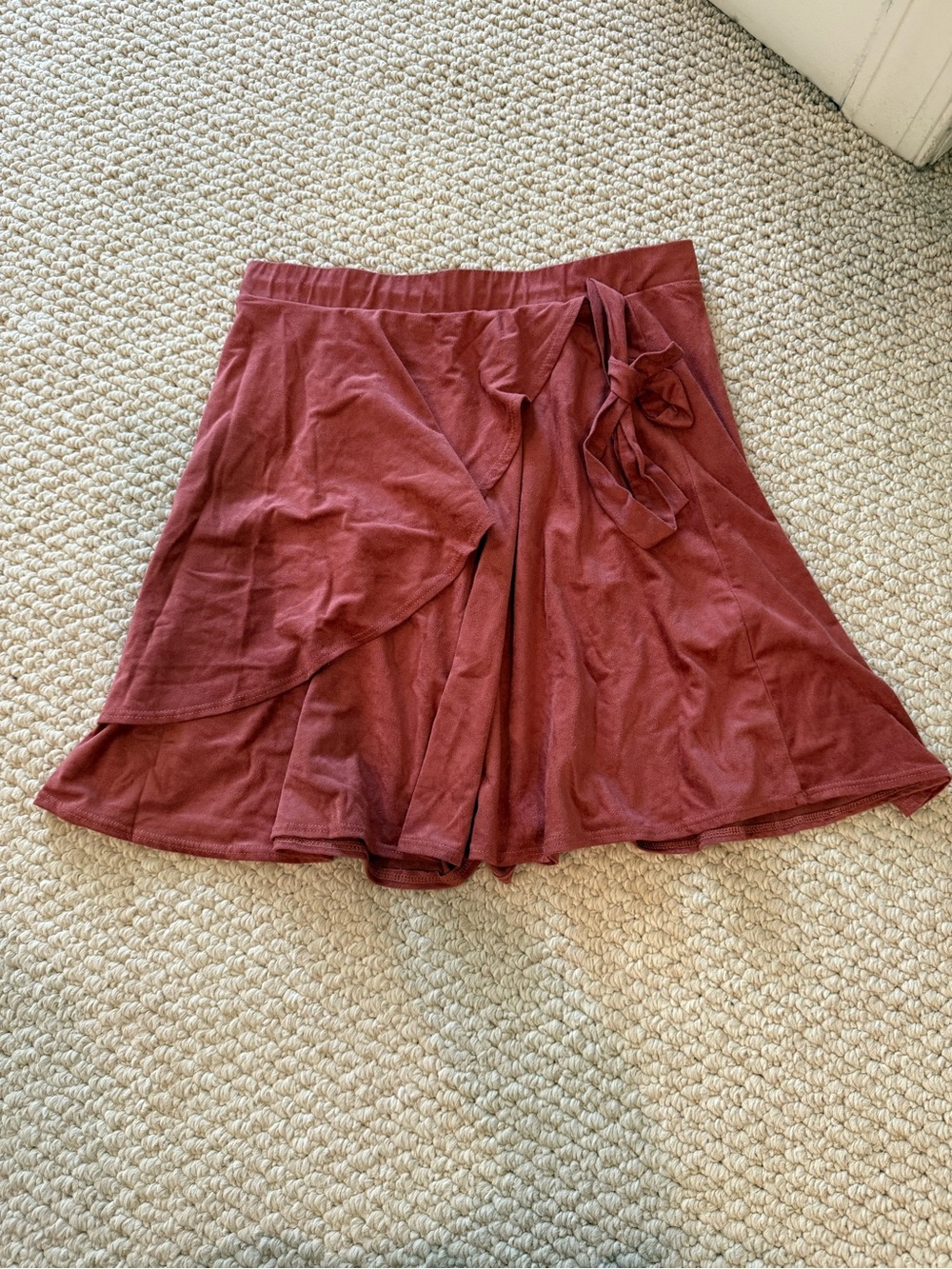 Suede Rust Ruffled Wrap Skirt